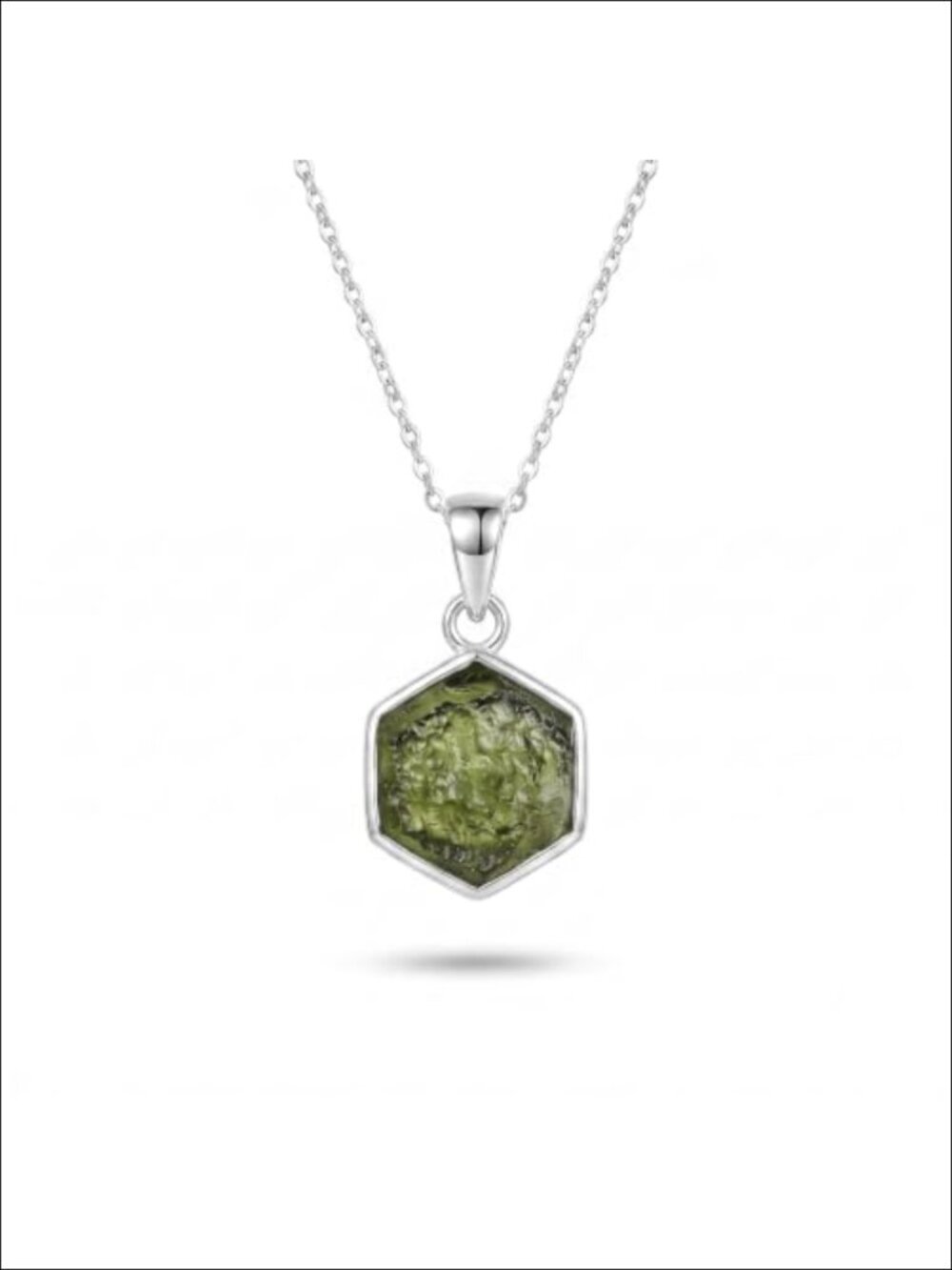 Raw Moldavite Pendant Necklace 925 Sterling Silver Healing Crystal 18"